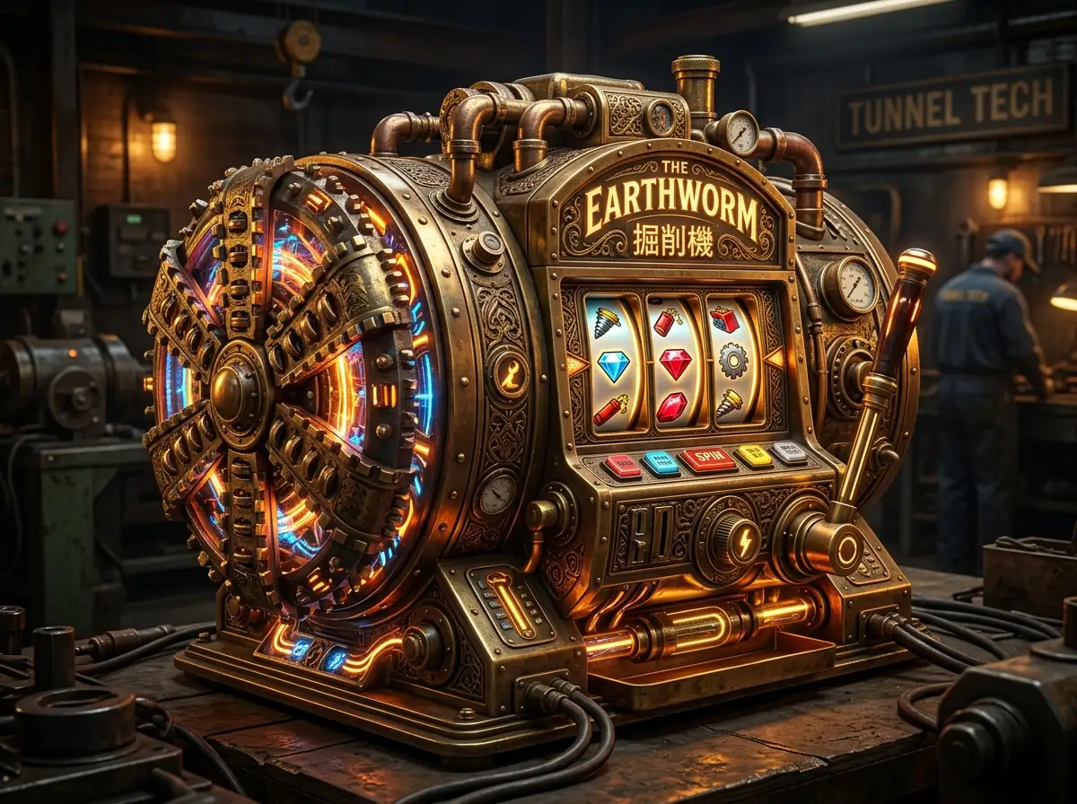 Intricate brass slot machine tunnel drill